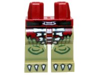 LEGO part Hips and Olive Green Legs with Dark Red Loincloth, White Bones and White Claws Pattern 970c155pb05