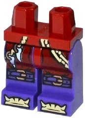 LEGO onderdeel Hips and Dark Purple Legs with Silver Chain, Cord with Teeth, Buckles on Knees and Bones on Feet Pattern (970c89pb01)