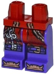 LEGO onderdeel Hips and Dark Purple Legs with Copper Chains with Key, Buckles on Knees and Bones on Feet Pattern (970c89pb03)