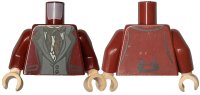 LEGO part Torso Jacket over Dark Bluish Gray Vest, Tan Shirt and Dark Red Scarf Pattern / Dark Red Arms / Light Nougat Hands 973pb4036c01