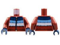 LEGO part Torso Jacket Padded with Dark Blue, Medium Blue, and White Panels and Zipper Pattern / Dark Red Arms / Dark Blue Hands 973pb4350c01