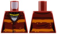 LEGO part Torso Female Prisoner Jacket with Orange Stripes over Prison Striped Undershirt Pattern 973pb4595