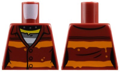 LEGO part Torso Female Prisoner Jacket with Orange Stripes over Prison Striped Undershirt Pattern (973pb4595)