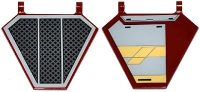LEGO onderdeel Flag 5 x 6 Hexagonal with SW Black Radiator Plate Pattern on One Side and Jedi Interceptor on Other Side Right (Stickers) - Set 75135 (x1435pb022r)