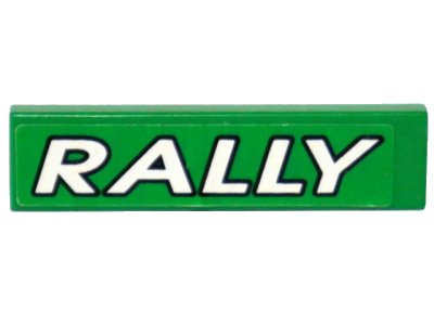 LEGO part Fliese 1 x 4 mit 'RALLY' weiß auf grünem Hintergrund Muster (Aufkleber) - Set 6550 (2431pb0013)