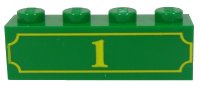 LEGO part Brick 1 x 4 with Yellow '1' and Fancy Outline Pattern 3010pb119