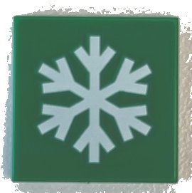 LEGO part Tile 2 x 2 with White Snowflake Pattern (3068pb2791)
