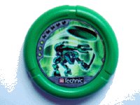 LEGO part Throwing Disk with Throwbot Amazon / Slizer Jungle 3 Pips, LEGO Technic Logo, and Robot Throwing Disk Pattern 32171pb038
