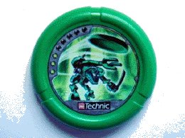 LEGO part Throwing Disk with Throwbot Amazon / Slizer Jungle 3 Pips, LEGO Technic Logo, and Robot Throwing Disk Pattern (32171pb038)