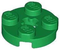 Plate, Round 2 x 2 with Axle Hole in verde, numero pezzo LEGO 4032