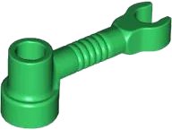 Bar 1 x 3 with Clip and Stud Holder (Robot Arm) in verde, numero pezzo LEGO 4735