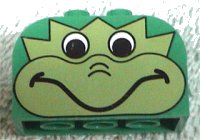 LEGO part Slope, Curved 4 x 2 x 2 Double with 4 Studs with Frog Face Pattern 4744px13