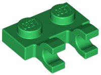 LEGO part Plate, Modified 1 x 2 with 2 U Clips (Horizontal Grip) 60470a