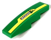 LEGO part Slope, Curved 4 x 1 with Yellow Stripe, White '3000' and Ear of Corn Pattern Model Left Side (Sticker) - Set 60223 61678pb111L