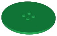 Tile, Round 8 x 8 with 4 Studs in Center in verde, numero pezzo LEGO 6177