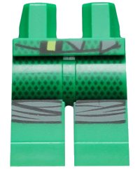 LEGO part Hips and Legs with Small Dark Green Diamonds and Dark Bluish Gray Knee Wrappings Pattern 970c00pb0781