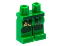 LEGO part Hips and Legs with Dark Green Sash and Knee Pads, Gold Clasp Pattern 970c00pb1221