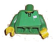LEGO part Torso Soccer Referee (Line) White Flag Pattern (Sticker) / Green Arms / Yellow Hands (973pb0426c01)