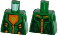 LEGO part Torso Nexo Knights Armor with Orange and Gold Circuitry and Orange Emblem with Gold Fox Head Pattern 973pb2235