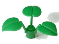 Plant Stem with Stud and 3 Large Leaves in grün, LEGO Teilenummer x8
