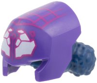 LEGO part Minifigure, Hair Combo, Hair with Hat, 2 Space Buns with Molded Dark Purple Mask and Printed Magenta Webbing, White Cluster Eyes Pattern 112132pb01