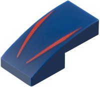 LEGO part Slope, Curved 2 x 1 x 2/3 with 2 Red Stripes Pattern 11477pb217