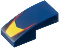 LEGO onderdeel Slope, Curved 2 x 1 x 2/3 with Yellow V-Shaped Center Panel, Red Stripes, Black Triangles Pattern 11477pb218