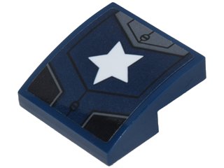 LEGO part Slope, Curved 2 x 2 x 2/3 with Black and Silver Armor Plates and White Star Pattern (Sticker) - Set 76077 (15068pb108)