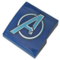 LEGO part Schräge, Curved 2 x 2 x 2/3 with Metallic Light Blue Avengers Logo Pattern (Sticker) - Set 76143 15068pb252