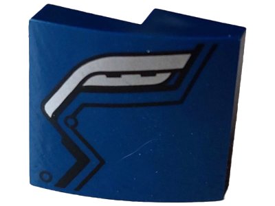 LEGO part Slope, Curved 2 x 2 x 2/3 with Silver Wing and Black Lines Pattern Model Left Side (15068pb495L)