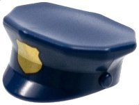 LEGO onderdeel Minifiguur, Hoofddeksel Hoed, Politie met Gouden Badge Patroon 15530pb01