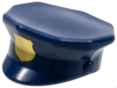 LEGO part Minifigur, Kopfbedeckung Hut, Polizei mit goldenem Abzeichen Muster (15530pb01)