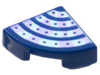 LEGO part Tile, Round 1 x 1 Quarter with 4 Lavender and Light Aqua Tentacle Stripes Pattern 25269pb025