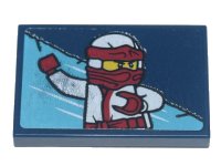 LEGO part Tile 2 x 3 with White and Red Ninja Video Arcade Game Sign Pattern Model Right Side (Sticker) - Set 71741 26603pb138R