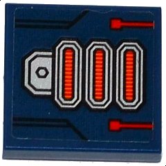 LEGO part Tile 2 x 2 with Red Circuitry and 3 Red and Orange Light Bars Pattern (Sticker) - Set 70319 (3068pb1009)