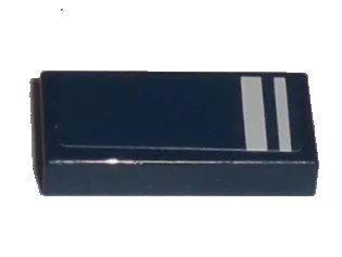 LEGO onderdeel Tile 1 x 2 with 2 White Stripes Pattern (Sticker) - Set 8194 (3069pb0118)