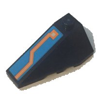 LEGO part Wedge 4 x 2 Triple Left with Orange and Silver Circuitry on Dark Azure Background Pattern (Sticker) - Set 70351 43710pb14
