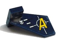 LEGO part Tail Shuttle, Small with Yellow 'A' and Silver Lines Pattern on Right Side (Sticker) - Set 8631 44661pb012R