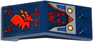 Windscreen 5 x 2 x 1 2/3 with Red Dragon Head and Circuitry Pattern (Stickers) - Set 70319 in dunkelblau, LEGO Teilenummer 6070pb016
