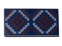 LEGO part Tile 2 x 4 with Dark Red and Medium Blue Geometric Rug Pattern 87079pb1034