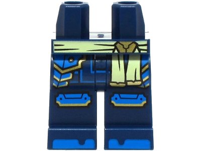 LEGO onderdeel Hips and Legs with Bright Light Yellow Sash, Blue Armor Plates, Knee Pads, Toes, Gold Trim Pattern (970c00pb1598)