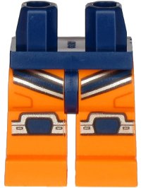 LEGO part Hips and Orange Legs with Dark Blue and Silver Wetsuit Stripes and Knee Pads Pattern 970c04pb11