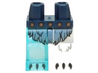 LEGO onderdeel Hips and 1 White Left Leg, 1 Trans-Light Blue Right Leg with Sand Blue Fur Loincloth and Black Claws Pattern 970d19pb04