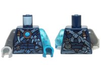 LEGO part Torso Vest with Straps, Pendants with Blue Chi Pattern / Trans-Light Blue Arm Left / Dark Bluish Gray Arm Right / Dark Azure Hand Left / Light Bluish Gray Hand Right 973pb1721c01