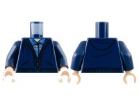LEGO onderdeel Torso Hoodie with Silver Zipper over Blue and Dark Bluish Gray Plaid Shirt, Light Nougat Neck Pattern / Dark Blue Arms / Light Nougat Hands 973pb3217c01