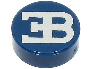 LEGO onderdeel Tile, Round 1 x 1 with Silver Bugatti Logo Pattern (98138pb087)