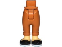 LEGO part Mini Doll Hips and Trousers with Back Pockets and Cuffs with Molded Medium Tan Ankles and Feet and Printed Black Shoes with White Soles Pattern - Thick Hinge 100937c00pb005