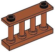 LEGO onderdeel Hek 1 x 4 x 2 Spindled with 2 Studs 30055