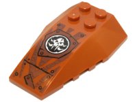 LEGO part Wedge 6 x 4 Triple Curved with White Round Chima Mammoth Symbol and Reddish Brown Tiger Stripes Pattern (Sticker) - Set 70147 43712pb050