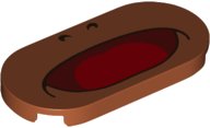 LEGO part Tile, Round 2 x 4 Oval with Black Nostrils, Dark Red Wide Open Mouth with Red Tongue Pattern (Super Mario Boss Sumo Bro Lower Face) 66857pb013